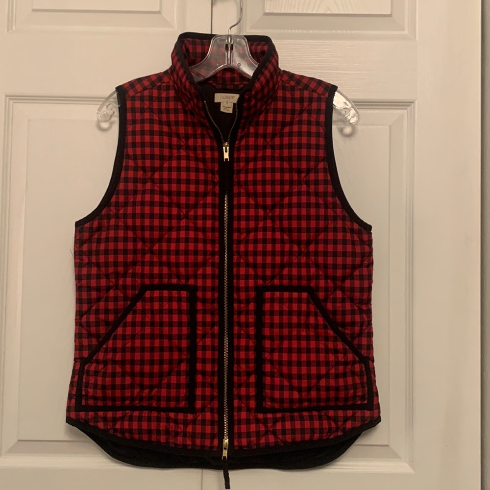 J. Crew Plaid Puffer Vest Checked Checkered Small in Like New Condition